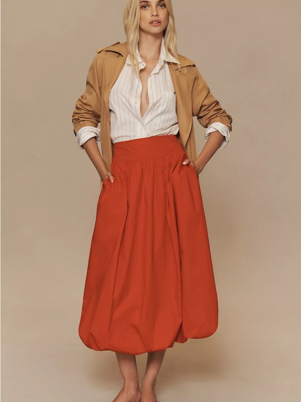 NIA Reina Bubble-Hem Midi Skirt Size Medium